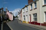Street of colourful old cottages