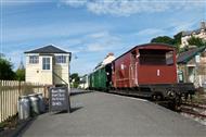 Platform with signal box and carriages